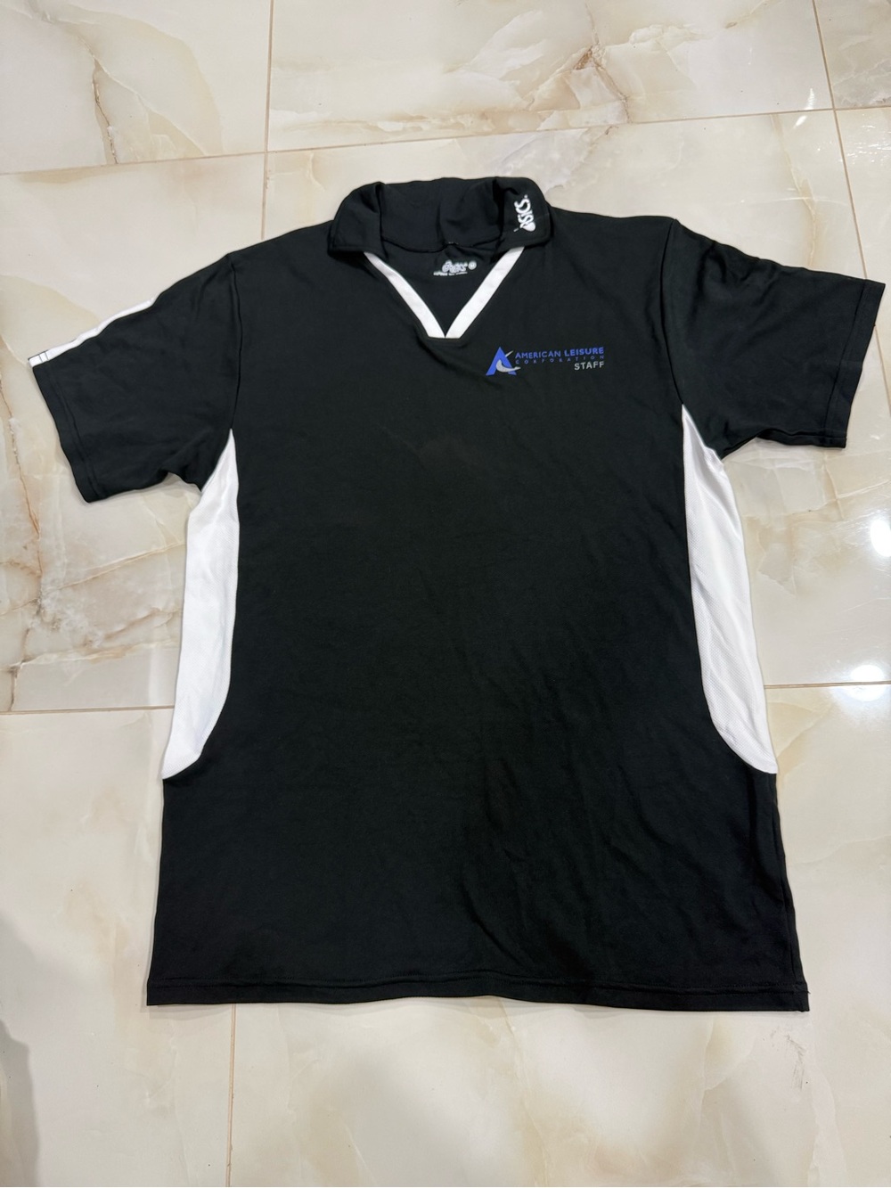 Asics Black Polo with White Side Panels